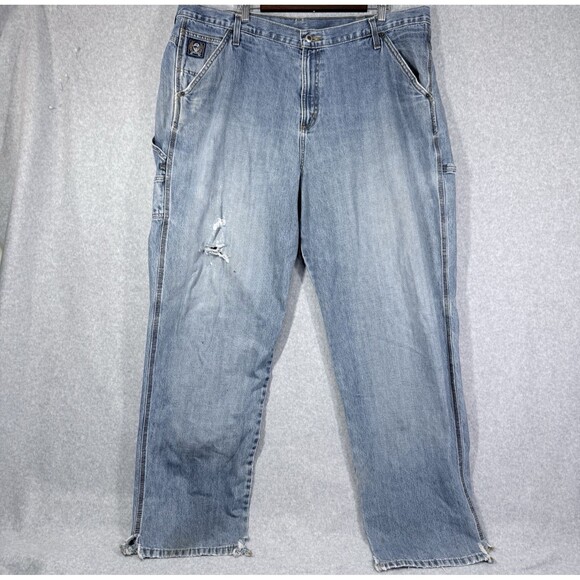 Cinch Blue Label Carpenter Jeans Men 42x36 (Fits 42x35) Relaxed Med Wash Denim - Picture 1 of 15